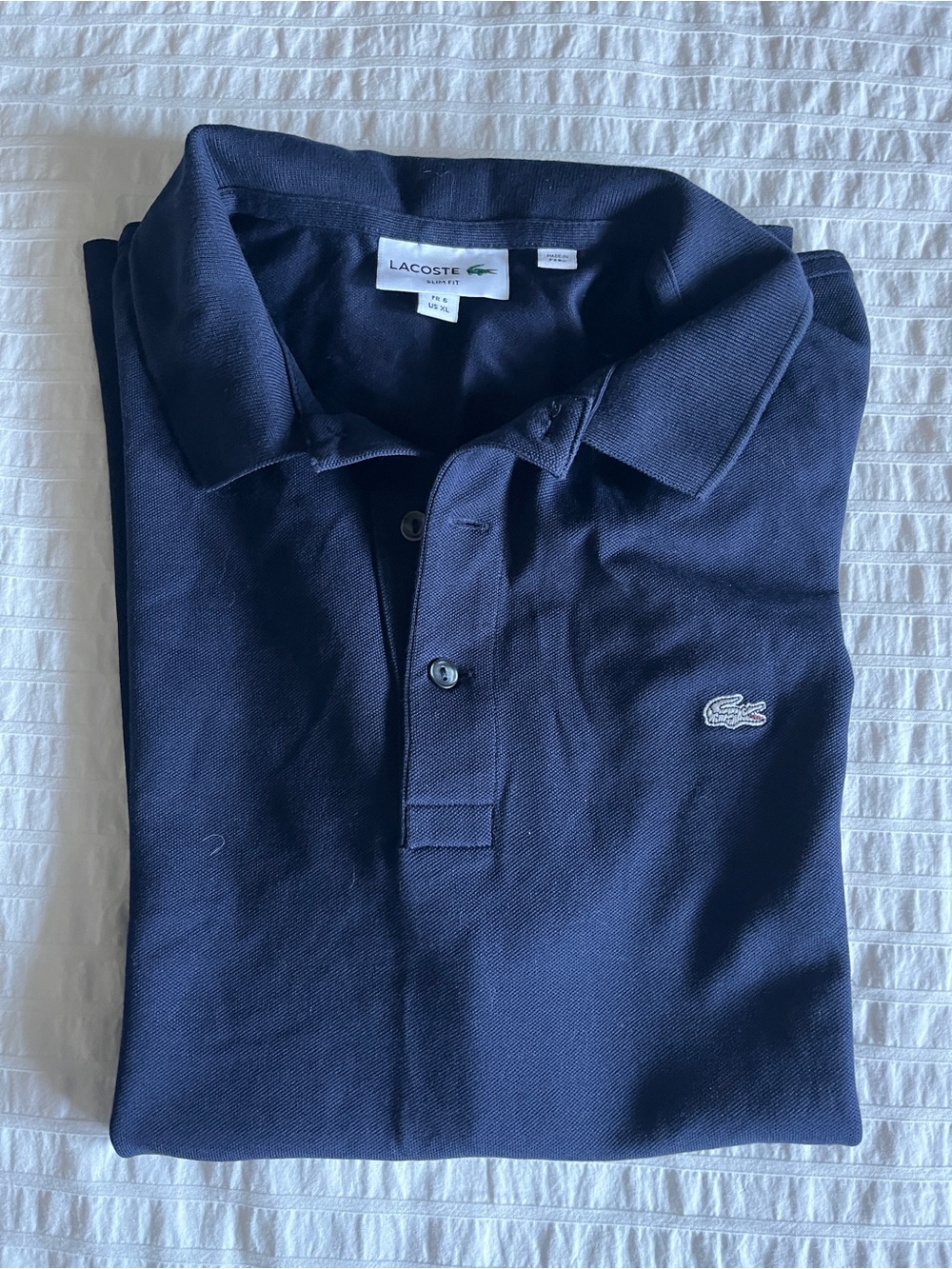 Lacoste Men's Navy Polo with Embroidered Crocodile